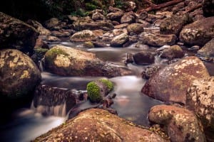 Slow, milky water achieved with small aperture and long shutter speed. ISO 100, f/11 @ 30s